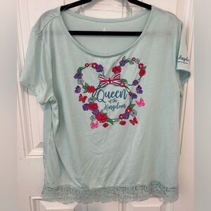 Disney Parks Women’s Shirt Sz XL Queen of the Kingdom Epcot Minnie Mouse UK NWOT